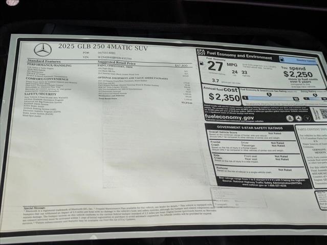 new 2025 Mercedes-Benz GLB 250 car, priced at $51,870