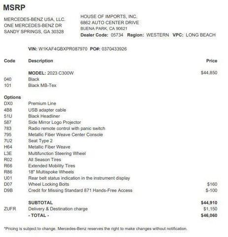 used 2023 Mercedes-Benz C-Class car, priced at $33,633