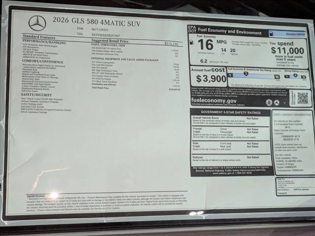 new 2026 Mercedes-Benz GLS 580 car, priced at $120,775
