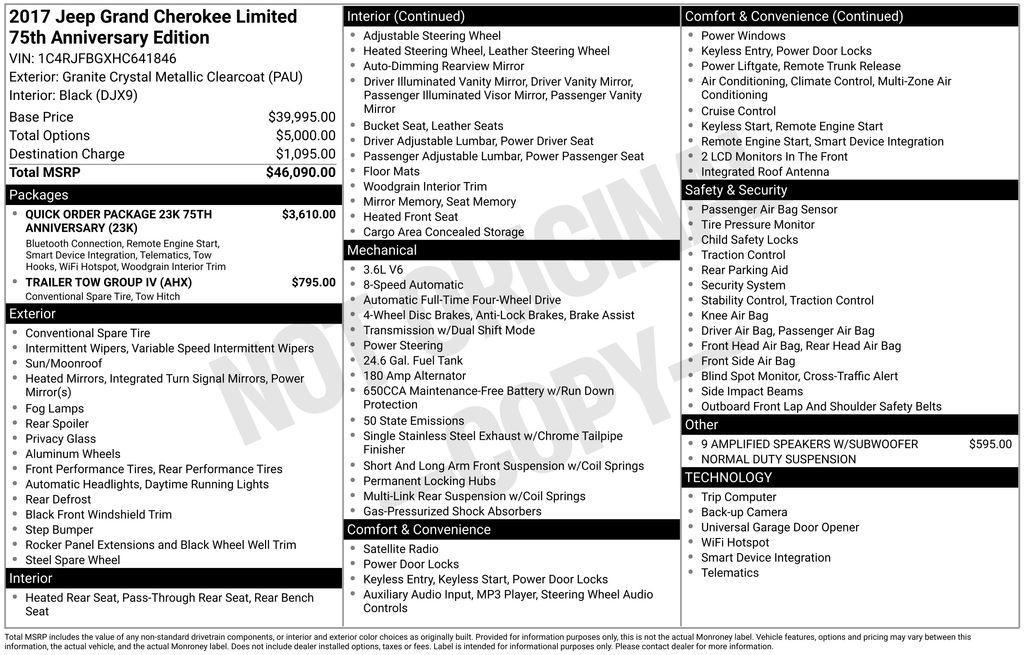 used 2017 Jeep Grand Cherokee car, priced at $11,980