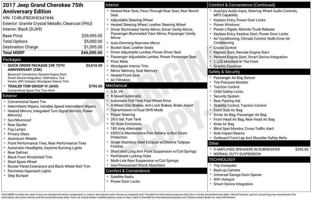 used 2017 Jeep Grand Cherokee car, priced at $12,480