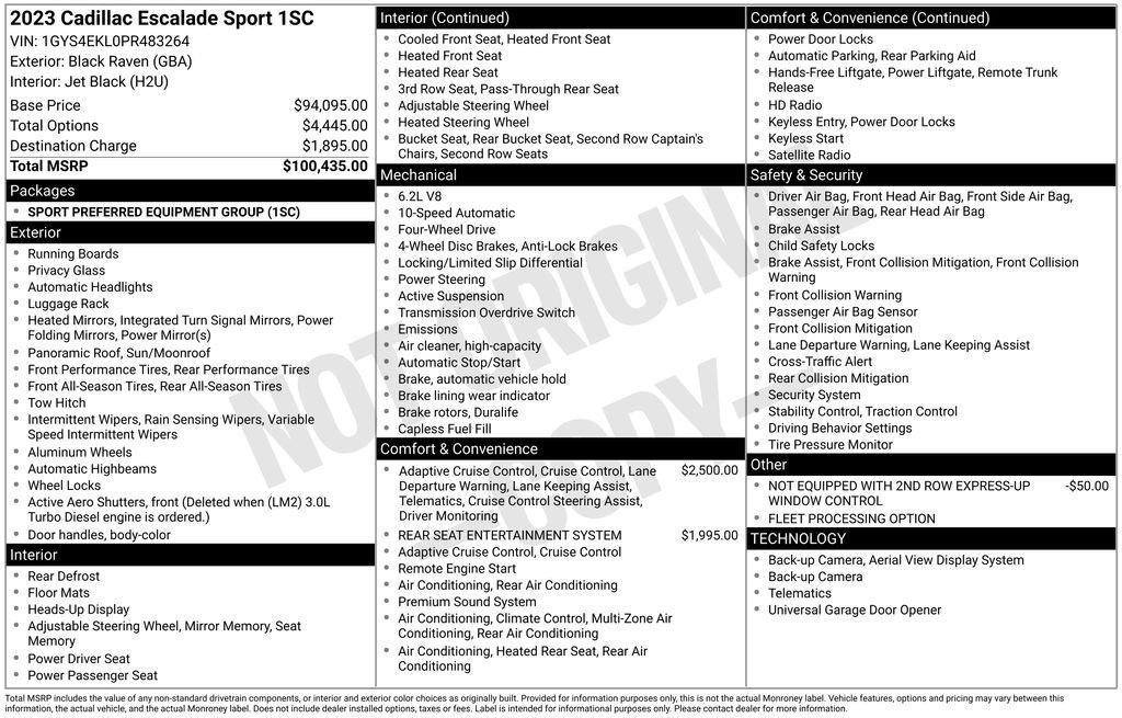 used 2023 Cadillac Escalade car, priced at $64,998