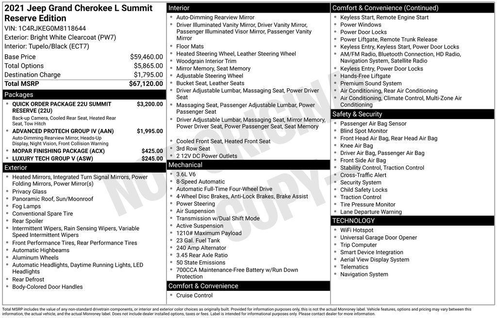 used 2021 Jeep Grand Cherokee L car, priced at $31,998