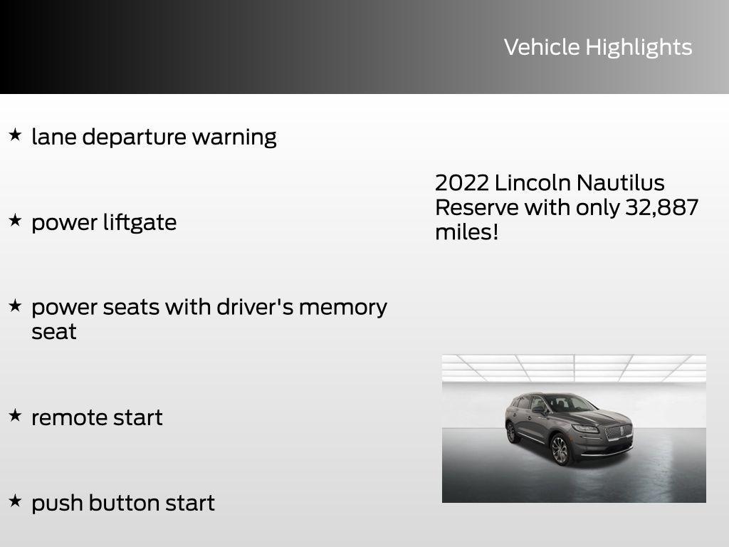 used 2022 Lincoln Nautilus car, priced at $32,678