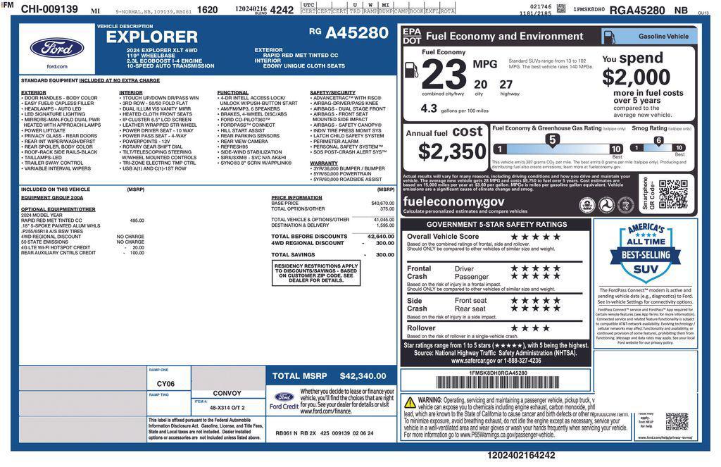 used 2024 Ford Explorer car, priced at $32,204