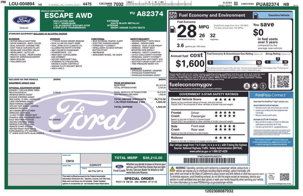 used 2023 Ford Escape car, priced at $22,407