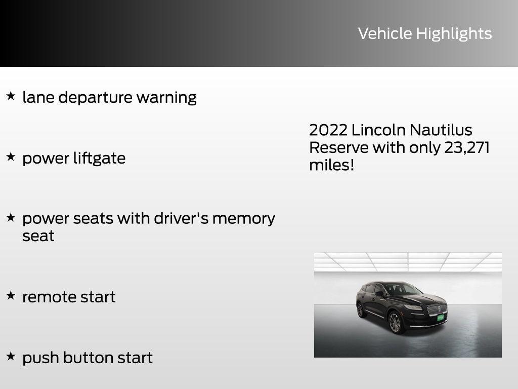 used 2022 Lincoln Nautilus car, priced at $33,134