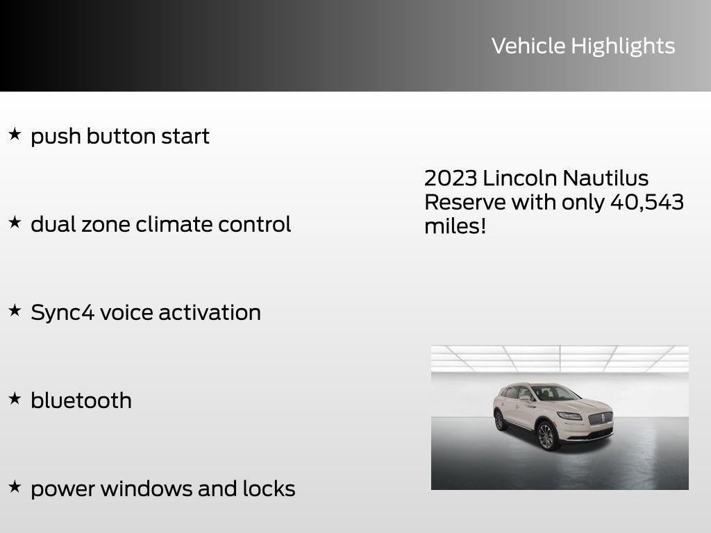 used 2023 Lincoln Nautilus car, priced at $38,639