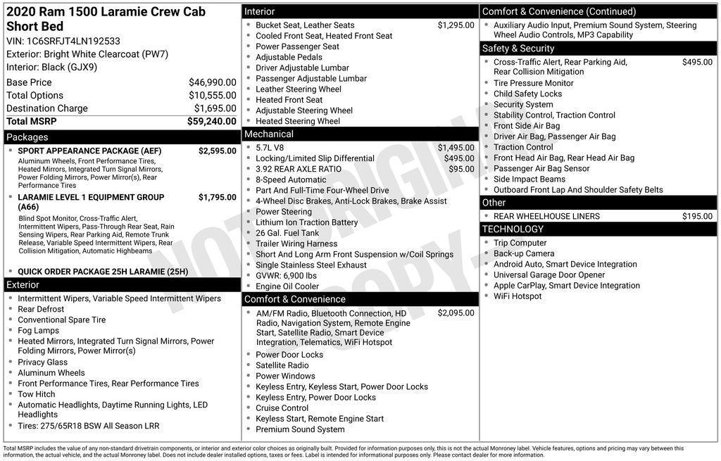 used 2020 Ram 1500 car, priced at $37,494