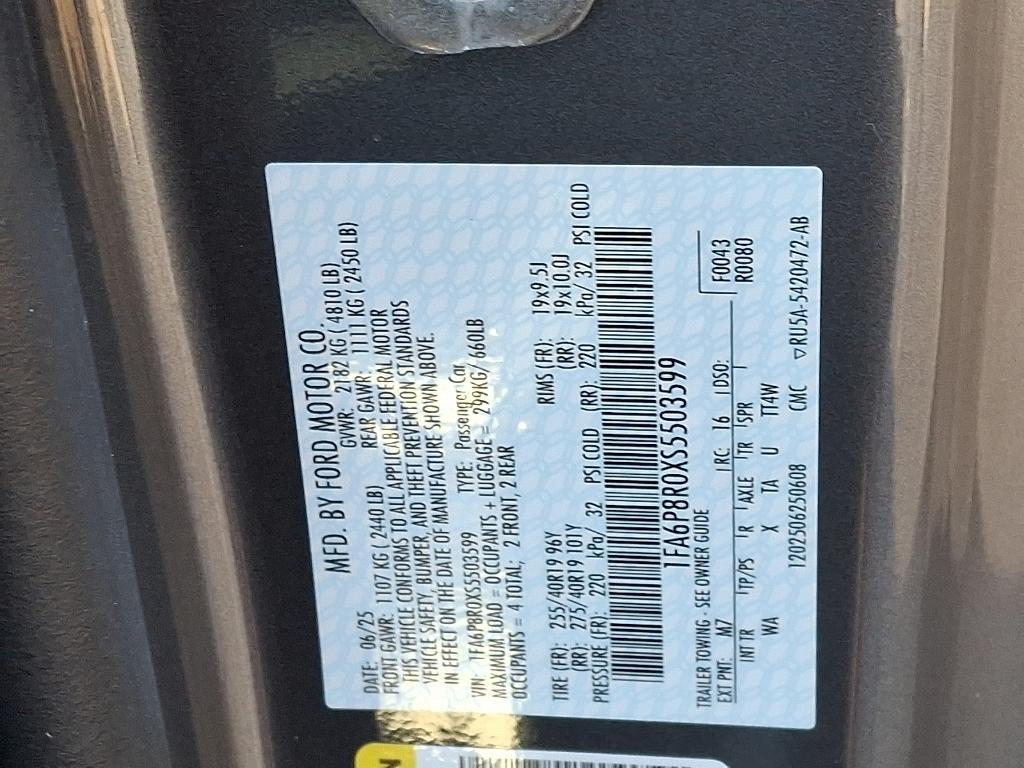 new 2025 Ford Mustang car, priced at $70,117