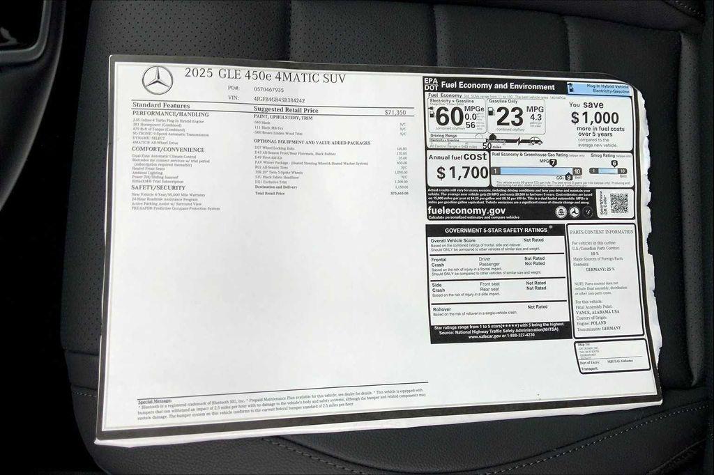 new 2025 Mercedes-Benz GLE 450e car, priced at $75,665