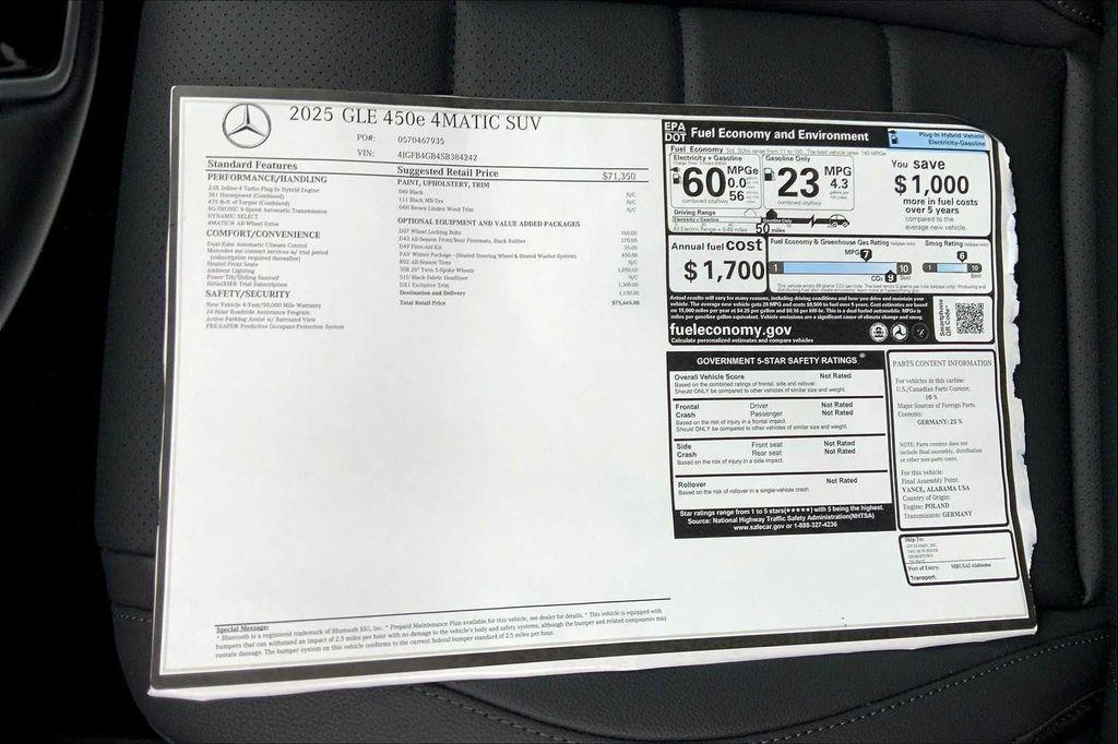 new 2025 Mercedes-Benz GLE 450e car, priced at $75,665