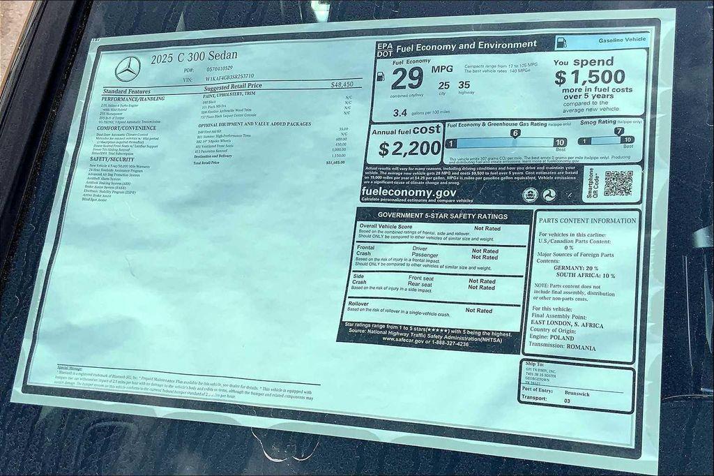 used 2025 Mercedes-Benz C-Class car, priced at $40,456