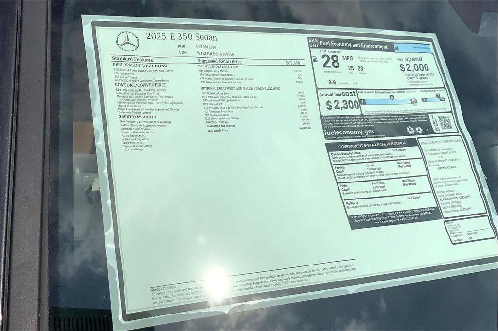 new 2025 Mercedes-Benz E-Class car, priced at $56,988