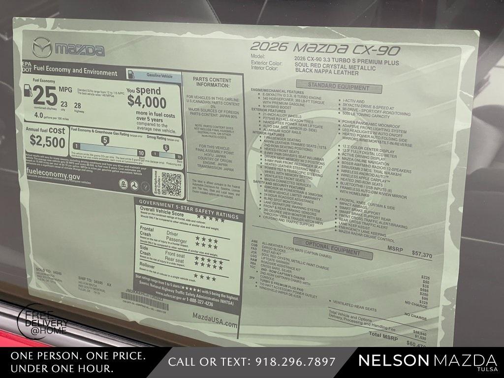 new 2026 Mazda CX-90 car, priced at $56,770