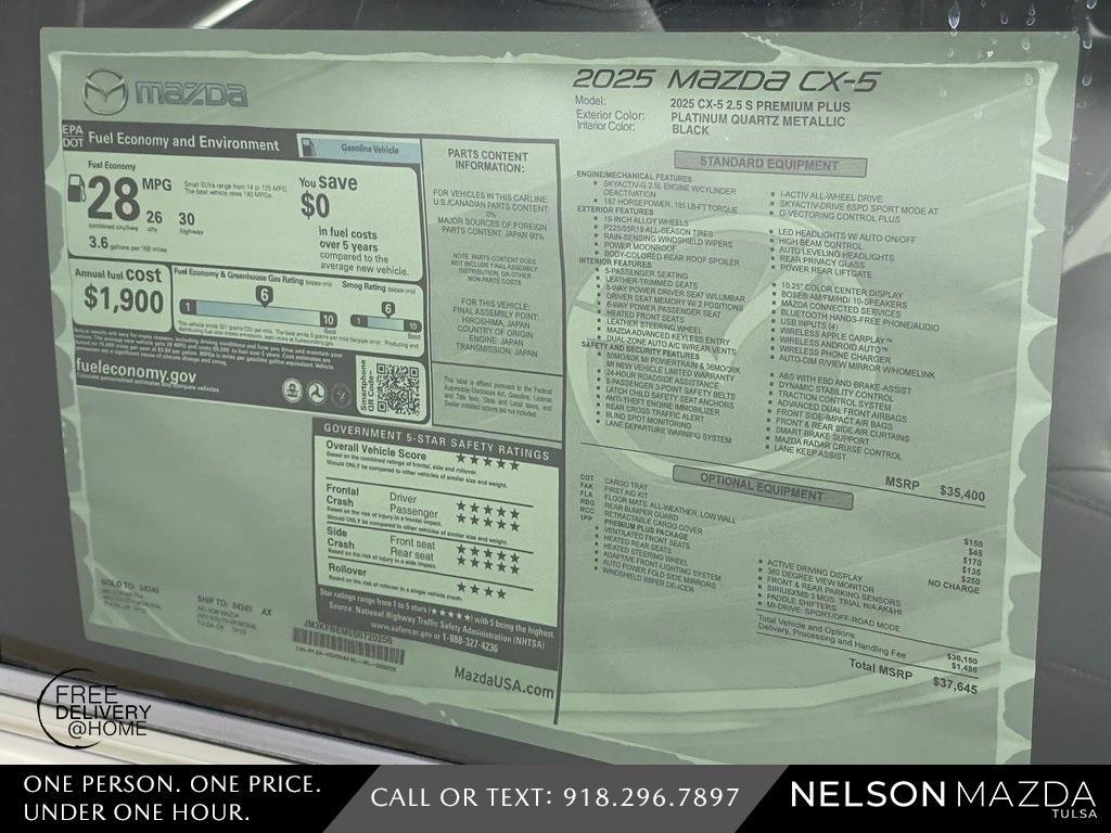 new 2025 Mazda CX-5 car, priced at $35,145