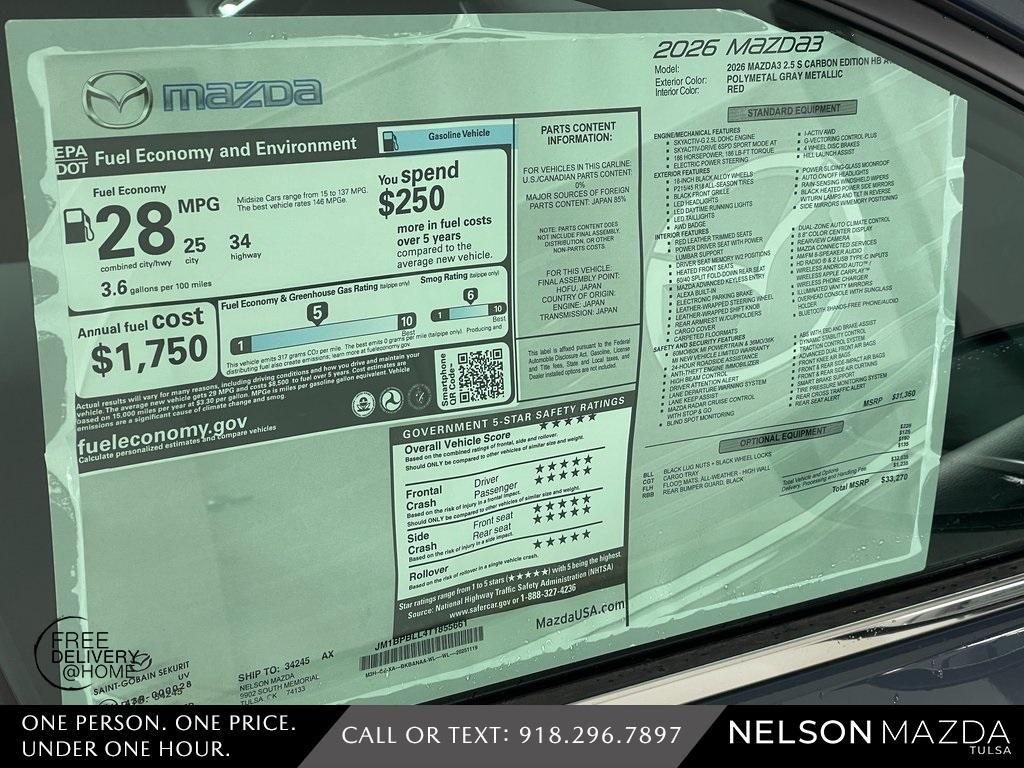 new 2026 Mazda Mazda3 car, priced at $30,851