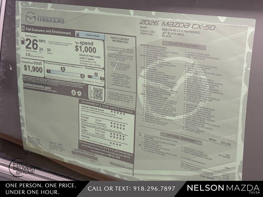 new 2026 Mazda CX-50 car, priced at $34,209
