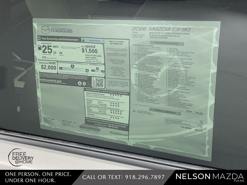 new 2026 Mazda CX-90 car, priced at $46,275