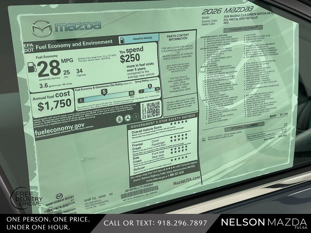 new 2026 Mazda Mazda3 car, priced at $30,955