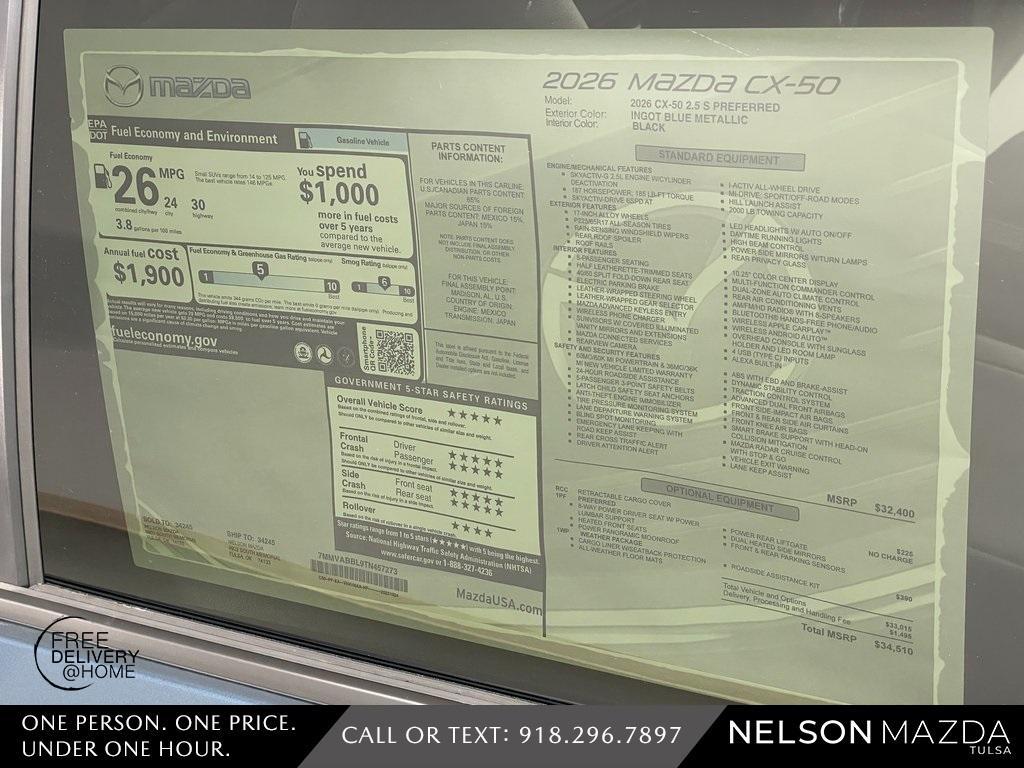 new 2026 Mazda CX-50 car, priced at $33,577