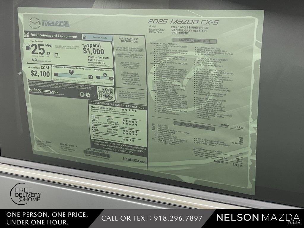 new 2025 Mazda CX-5 car, priced at $32,515