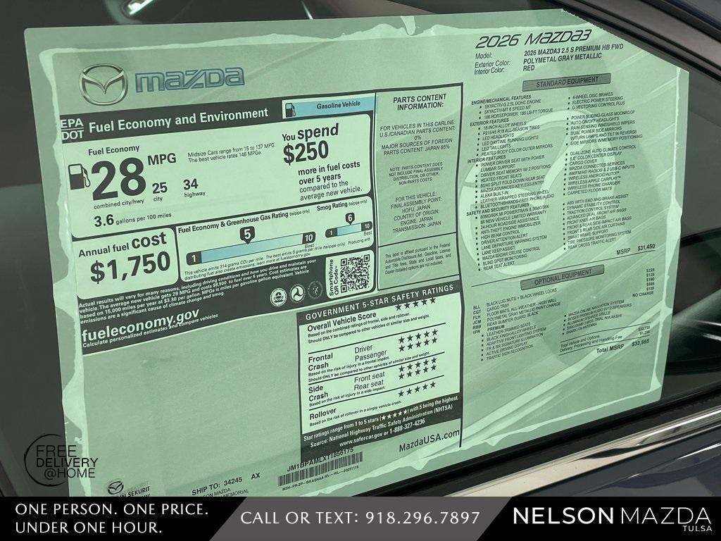 new 2026 Mazda Mazda3 car, priced at $31,451