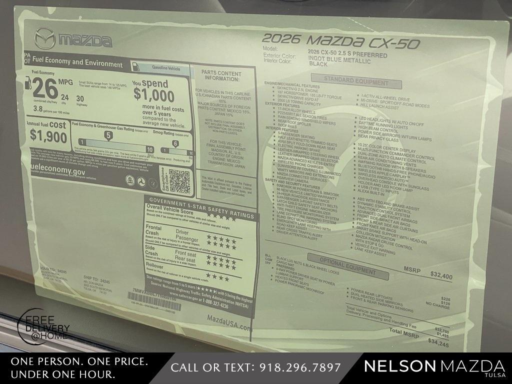 new 2026 Mazda CX-50 car, priced at $33,365