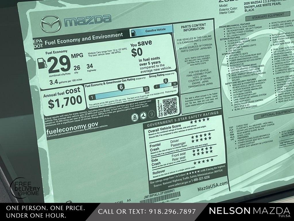 new 2026 Mazda Mazda3 car, priced at $28,396