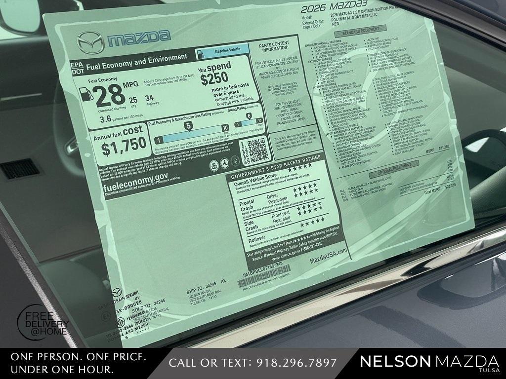 new 2026 Mazda Mazda3 car, priced at $31,335