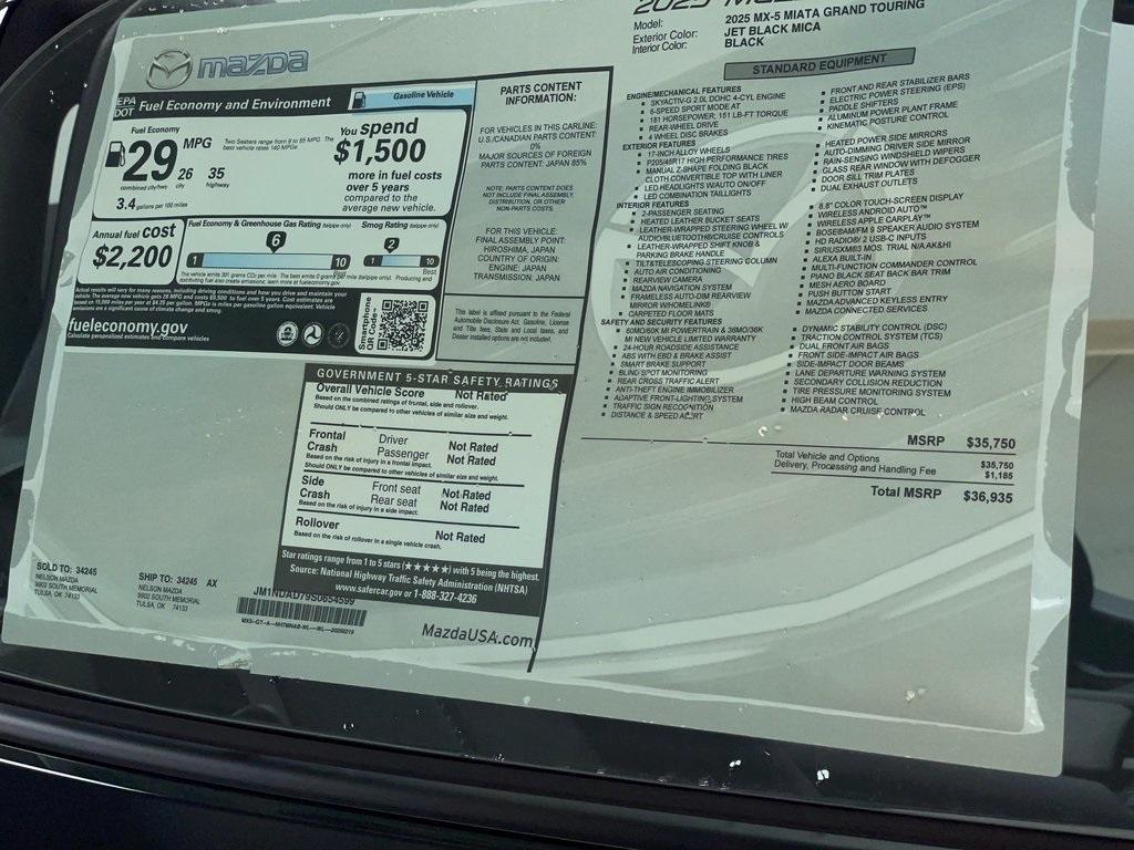 new 2025 Mazda MX-5 Miata car, priced at $36,041