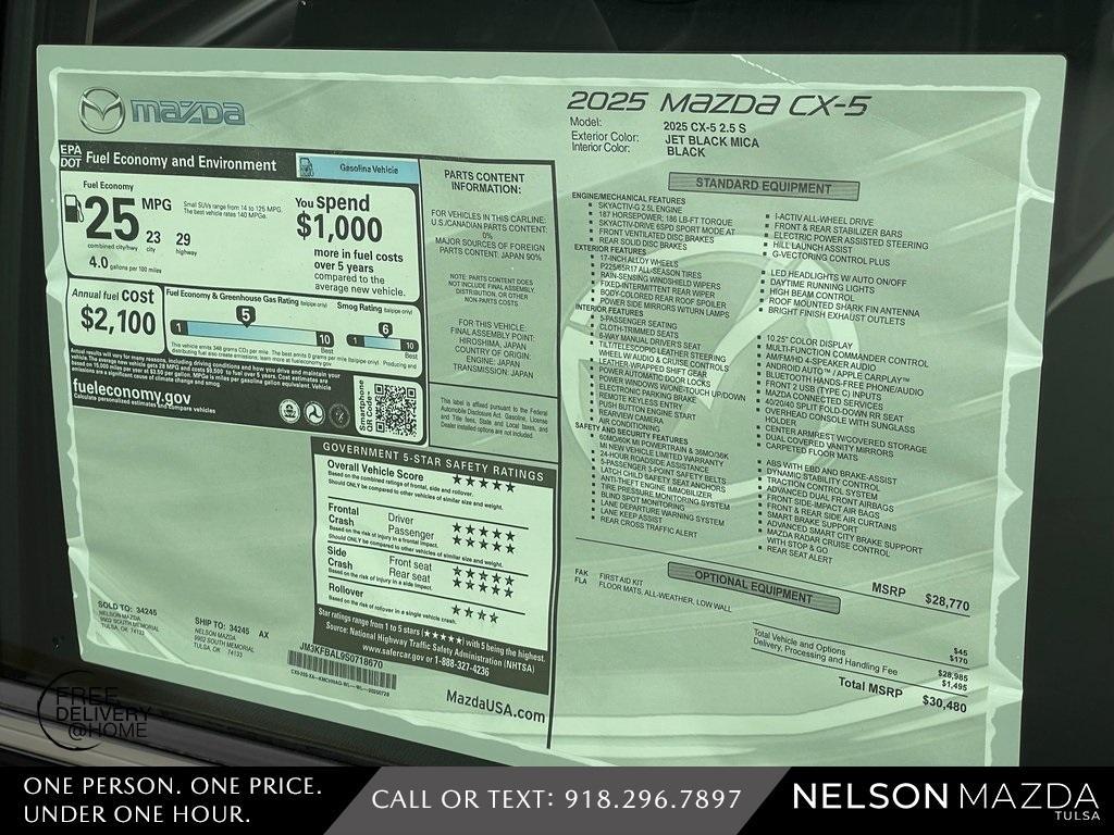 new 2025 Mazda CX-5 car, priced at $27,980