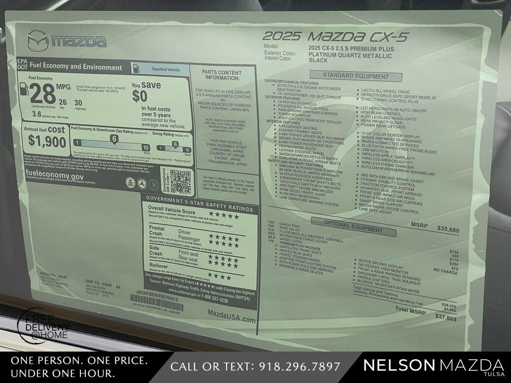 new 2025 Mazda CX-5 car, priced at $35,365