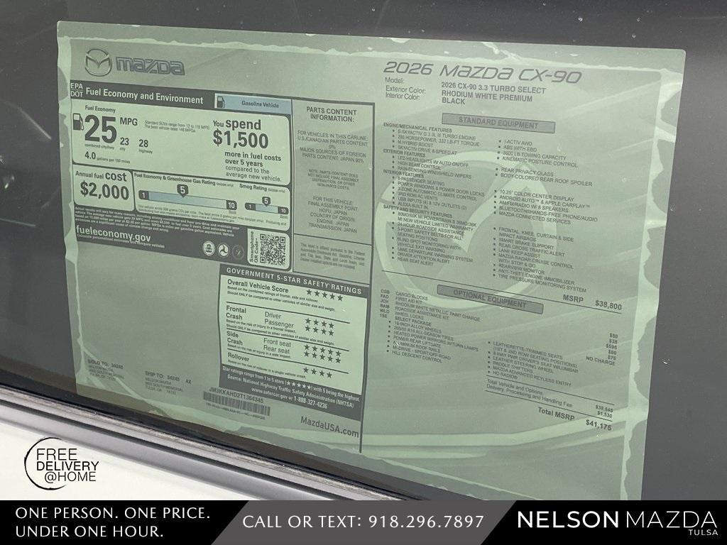 new 2026 Mazda CX-90 car, priced at $39,175