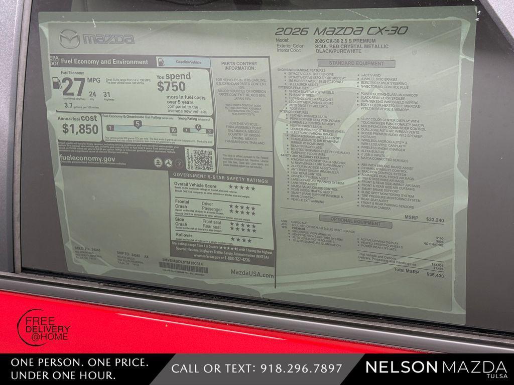 new 2026 Mazda CX-30 car, priced at $33,210