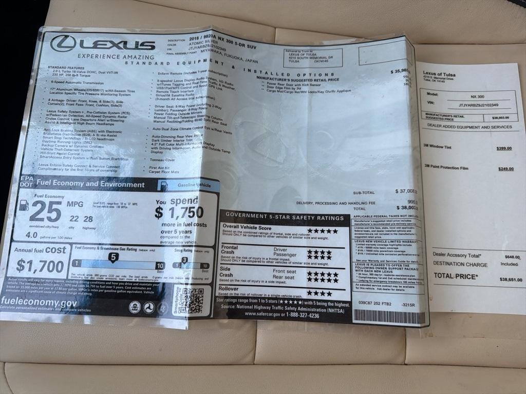 used 2018 Lexus NX 300 car, priced at $20,094