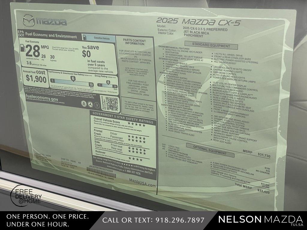 new 2025 Mazda CX-5 car, priced at $32,915