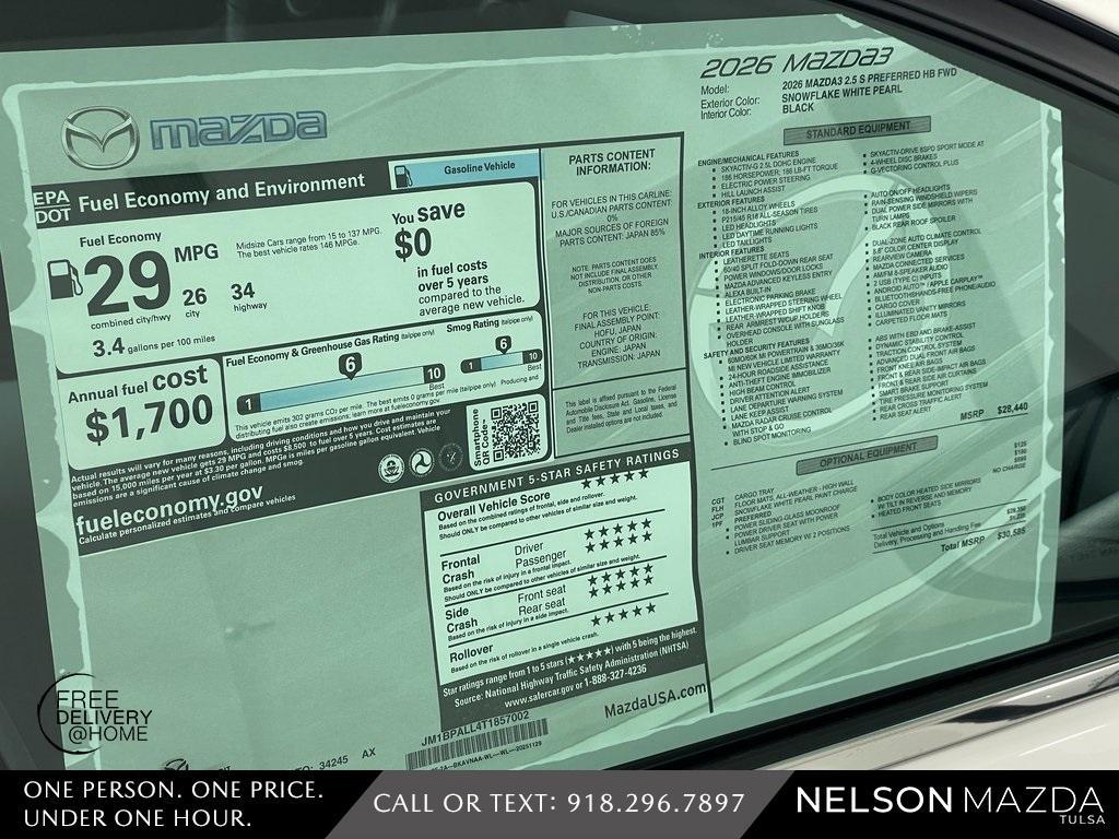 new 2026 Mazda Mazda3 car, priced at $28,228