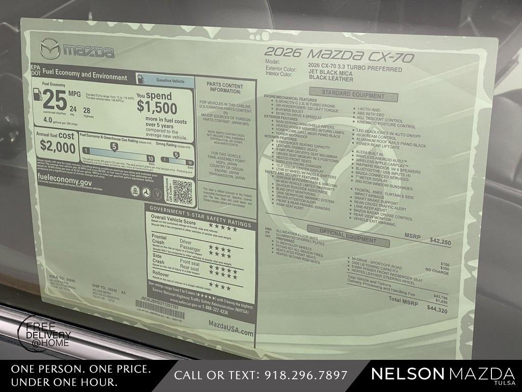 new 2026 Mazda CX-70 car, priced at $42,320