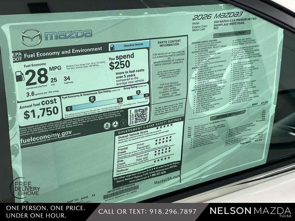 new 2026 Mazda Mazda3 car, priced at $31,605