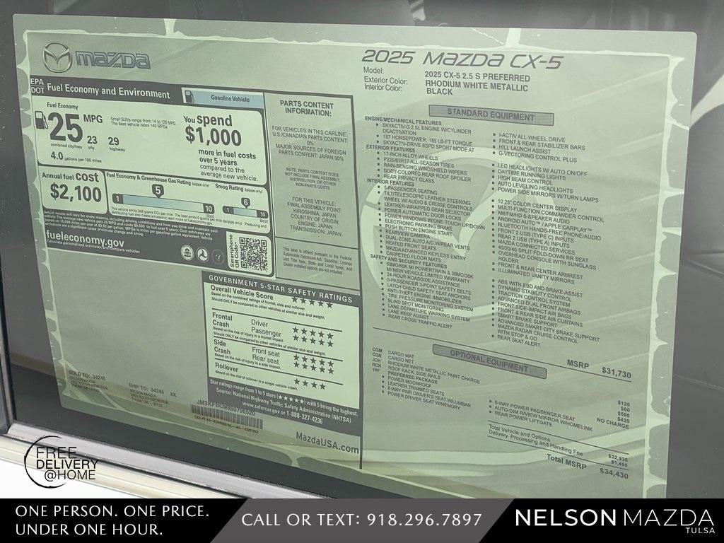 new 2025 Mazda CX-5 car, priced at $31,930