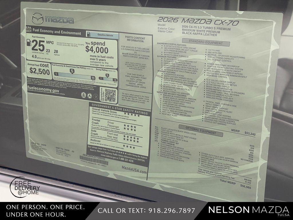 new 2026 Mazda CX-70 car, priced at $53,565