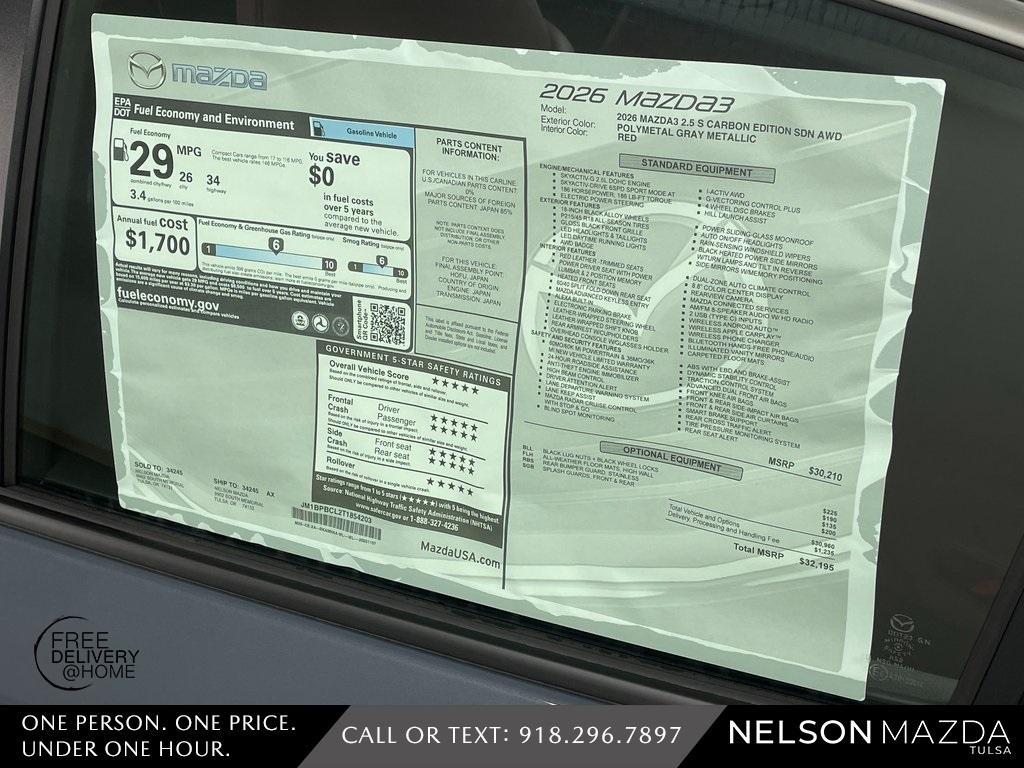 new 2026 Mazda Mazda3 car, priced at $30,695