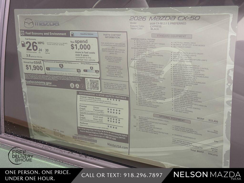 new 2026 Mazda CX-50 car, priced at $34,209