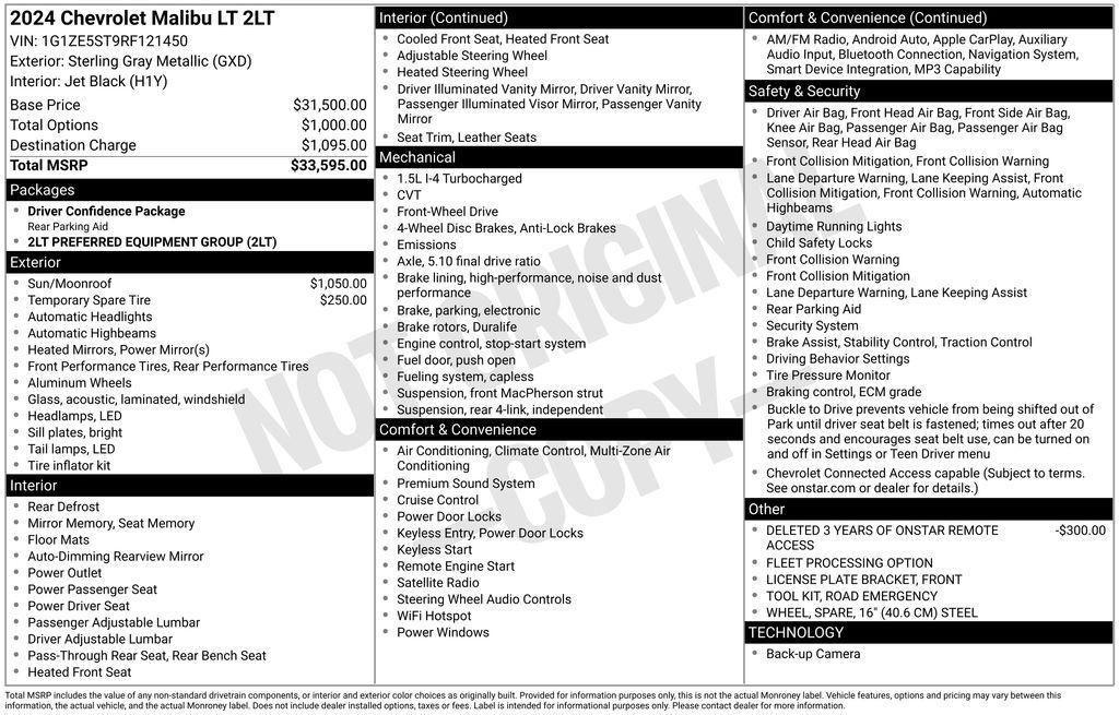 used 2024 Chevrolet Malibu car, priced at $19,000