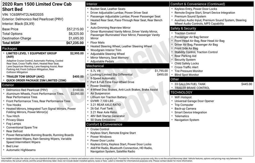 used 2020 Ram 1500 car, priced at $33,767