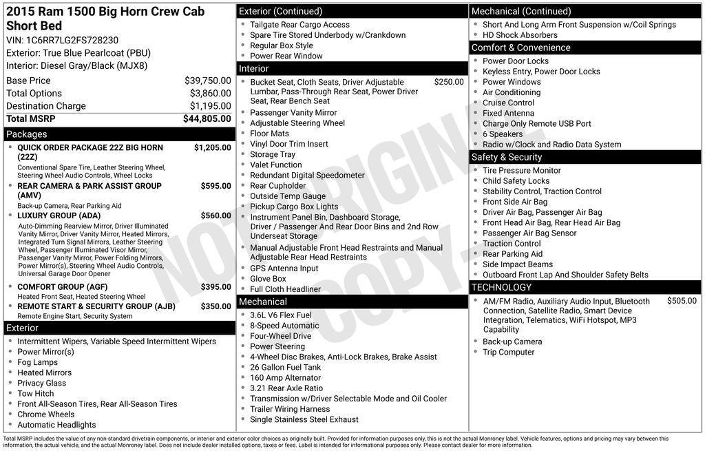 used 2015 Ram 1500 car, priced at $19,999