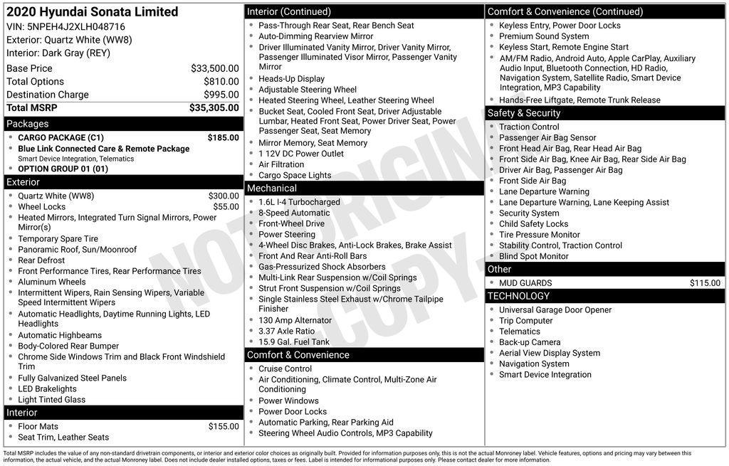 used 2020 Hyundai Sonata car, priced at $17,400