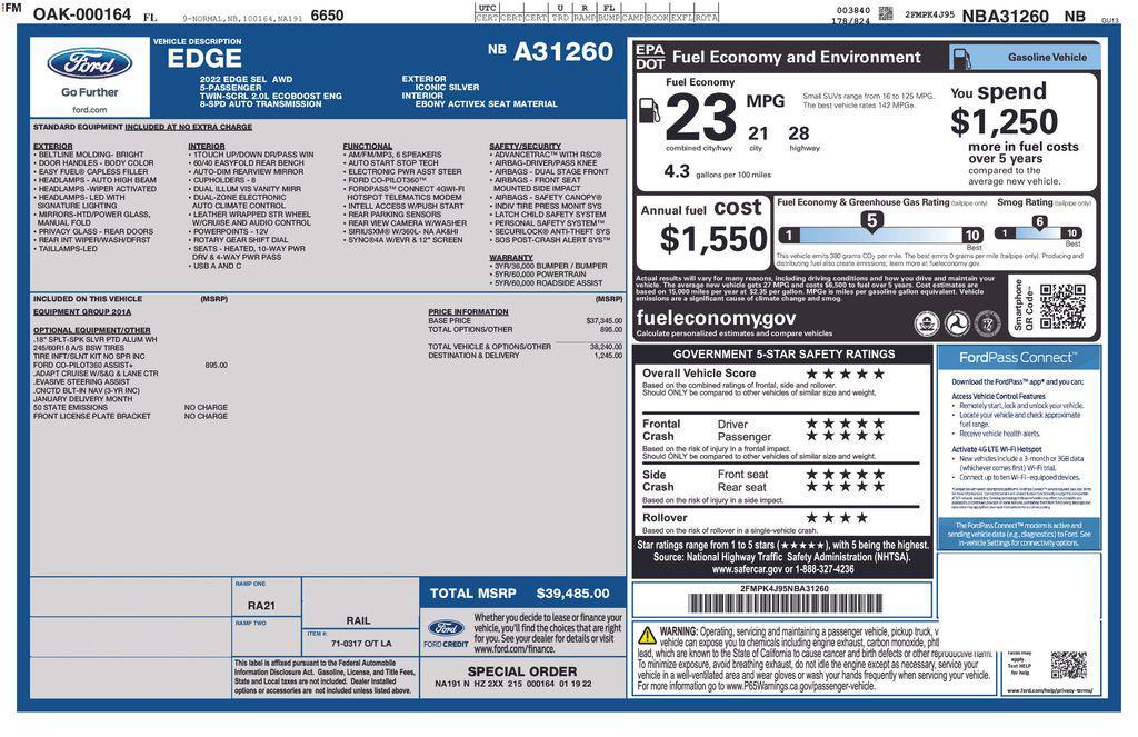 used 2022 Ford Edge car, priced at $21,302