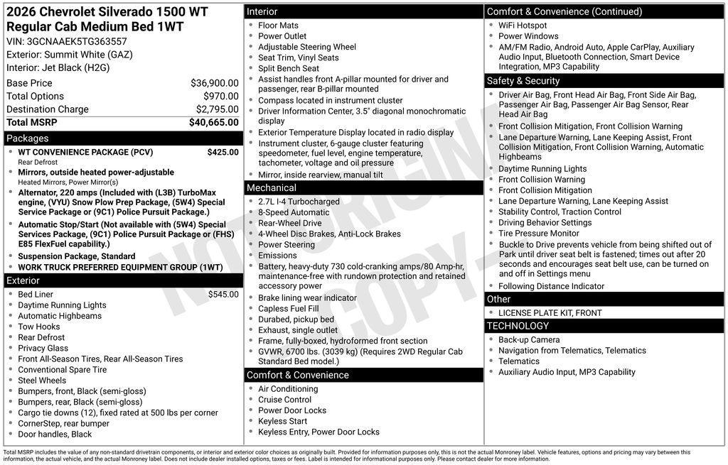 new 2026 Chevrolet Silverado 1500 car, priced at $33,420